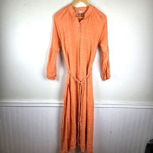 Cali Cali Dreaming Elizabeth Boho Elegant Orange Kaftan Maxi Dress Size Xs